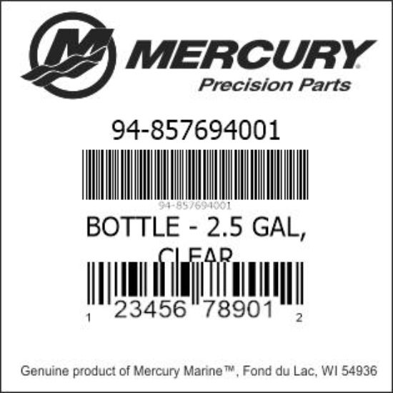 Bar codes for Mercury Marine part number 94-857694001