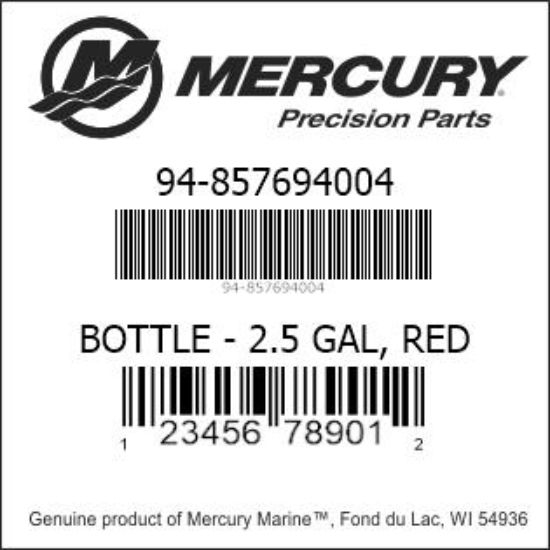 Bar codes for Mercury Marine part number 94-857694004