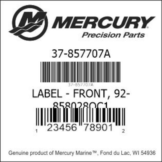 Bar codes for Mercury Marine part number 37-857707A