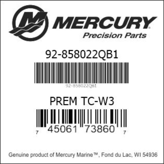 Bar codes for Mercury Marine part number 92-858022QB1