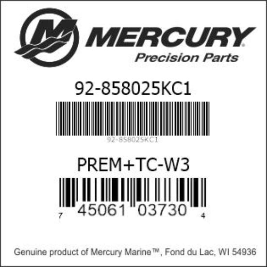 Bar codes for Mercury Marine part number 92-858025KC1