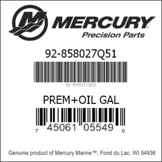 Bar codes for Mercury Marine part number 92-858027Q51