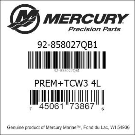 Bar codes for Mercury Marine part number 92-858027QB1