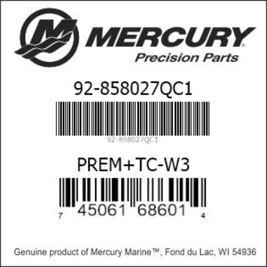 Bar codes for Mercury Marine part number 92-858027QC1