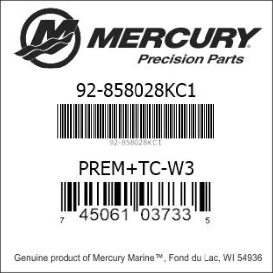 Bar codes for Mercury Marine part number 92-858028KC1