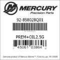 Bar codes for Mercury Marine part number 92-858028Q01