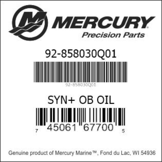 Bar codes for Mercury Marine part number 92-858030Q01