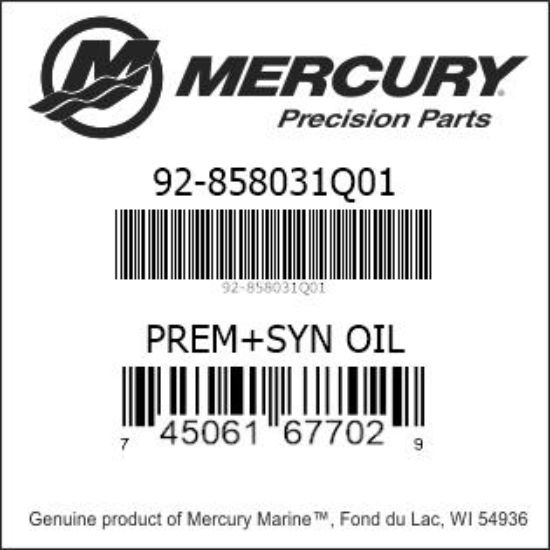 Bar codes for Mercury Marine part number 92-858031Q01