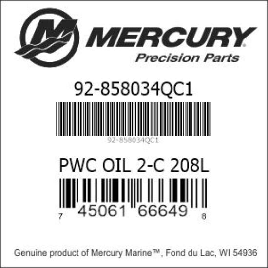 Bar codes for Mercury Marine part number 92-858034QC1