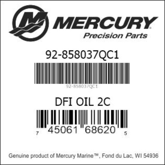 Bar codes for Mercury Marine part number 92-858037QC1