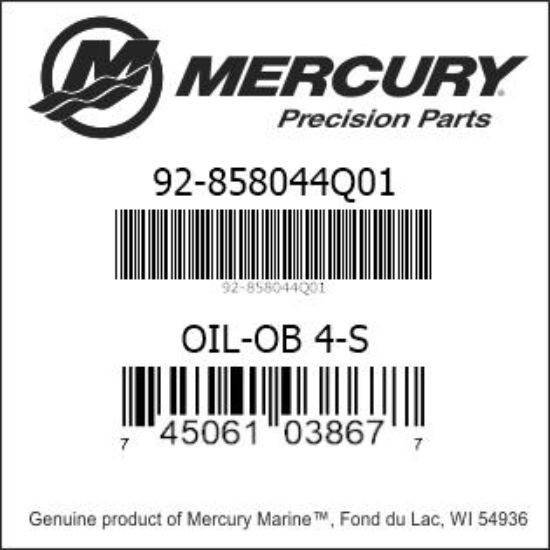 Bar codes for Mercury Marine part number 92-858044Q01