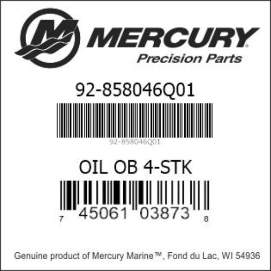 Bar codes for Mercury Marine part number 92-858046Q01