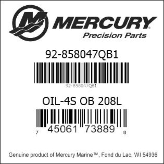 Bar codes for Mercury Marine part number 92-858047QB1