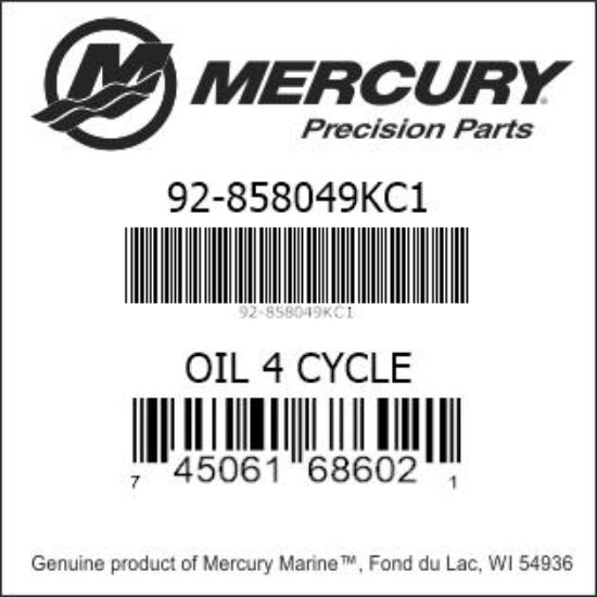 Bar codes for Mercury Marine part number 92-858049KC1