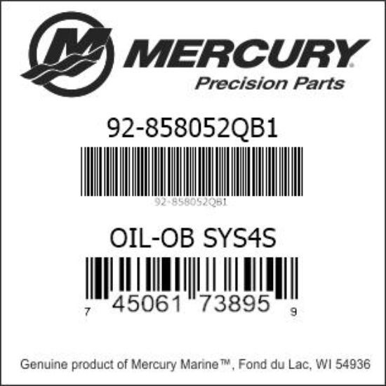 Bar codes for Mercury Marine part number 92-858052QB1