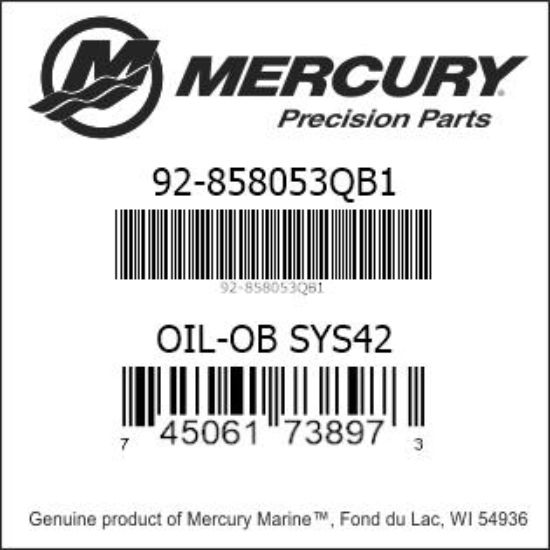 Bar codes for Mercury Marine part number 92-858053QB1