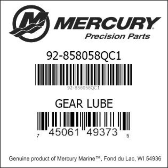 Bar codes for Mercury Marine part number 92-858058QC1