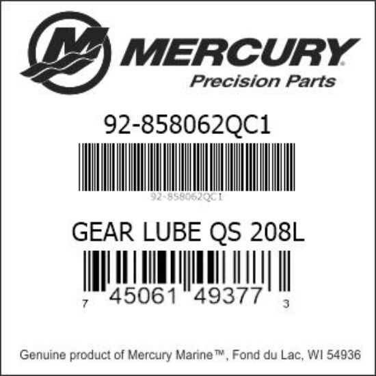 Bar codes for Mercury Marine part number 92-858062QC1