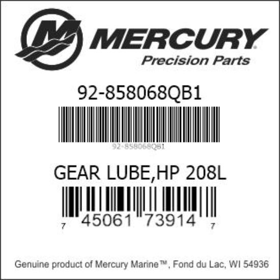 Bar codes for Mercury Marine part number 92-858068QB1
