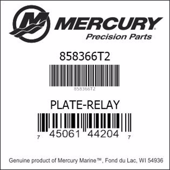 Bar codes for Mercury Marine part number 858366T2