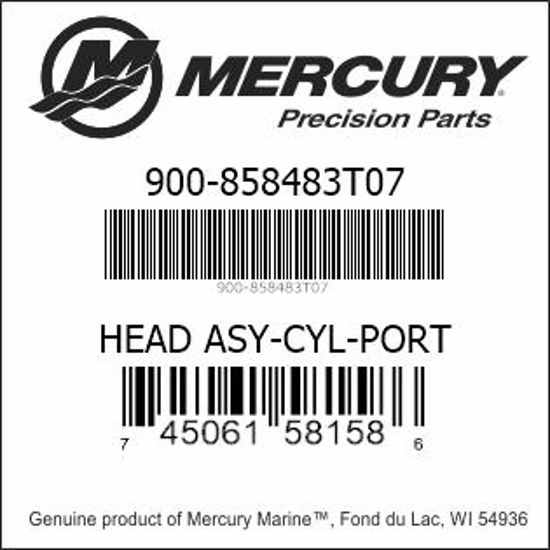 Bar codes for Mercury Marine part number 900-858483T07