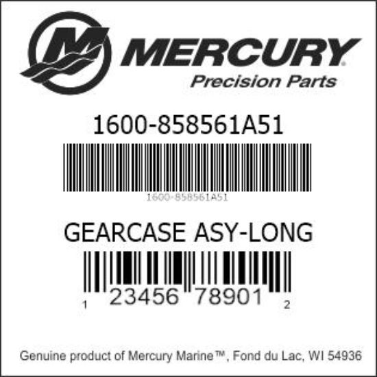 Bar codes for Mercury Marine part number 1600-858561A51