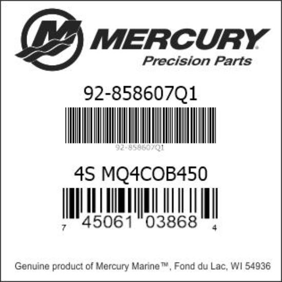 Bar codes for Mercury Marine part number 92-858607Q1