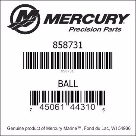 Bar codes for Mercury Marine part number 858731