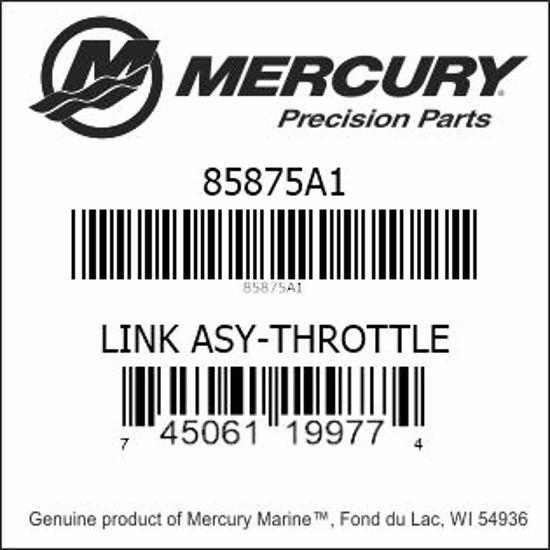 Bar codes for Mercury Marine part number 85875A1