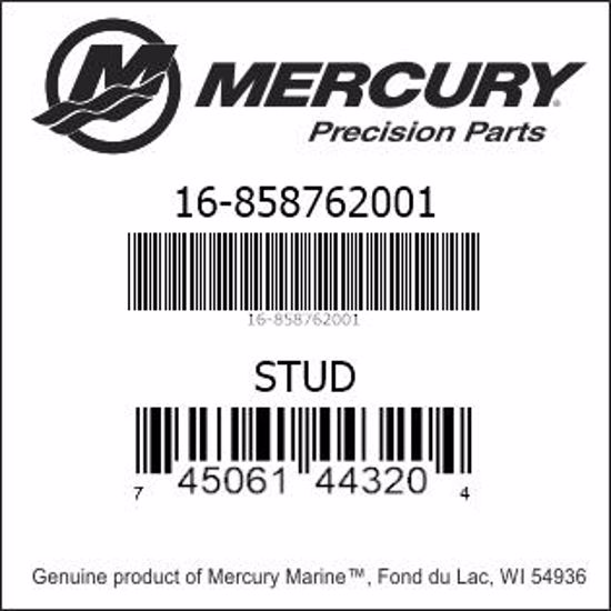 Bar codes for Mercury Marine part number 16-858762001