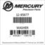 Mercury Marine part number 12-85877 WASHER Bar codes for Mercury Marine part number 12-85877