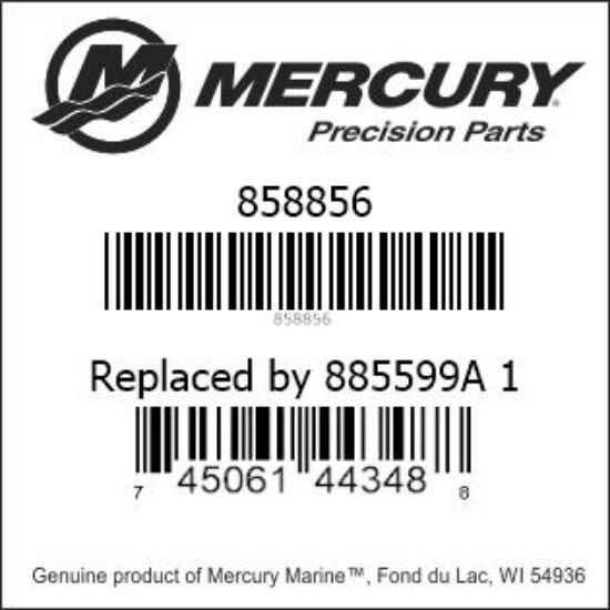 Bar codes for Mercury Marine part number 858856