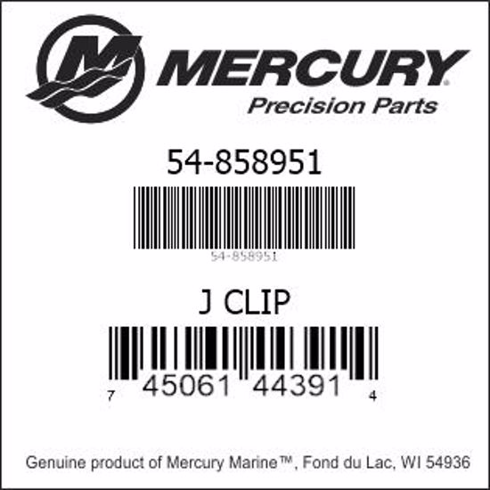 Bar codes for Mercury Marine part number 54-858951