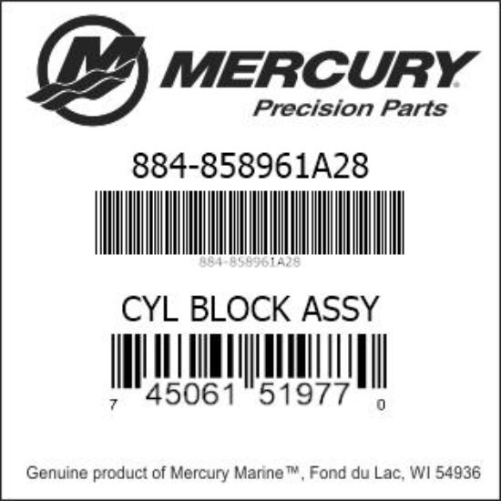 Bar codes for Mercury Marine part number 884-858961A28