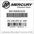 Bar codes for Mercury Marine part number 884-858961R30
