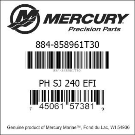Bar codes for Mercury Marine part number 884-858961T30