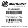 Bar codes for Mercury Marine part number 92-859041A26