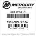 Bar codes for Mercury Marine part number 1260-859061A1