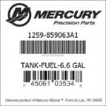 Bar codes for Mercury Marine part number 1259-859063A1