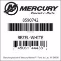 Bar codes for Mercury Marine part number 8590742