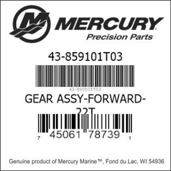Bar codes for Mercury Marine part number 43-859101T03