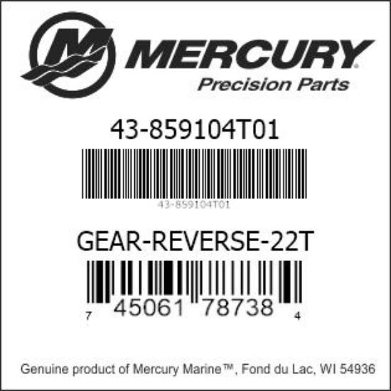 Bar codes for Mercury Marine part number 43-859104T01