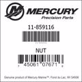 Bar codes for Mercury Marine part number 11-859116