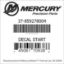 Mercury Marine part number 37-859278004 DECAL START Bar codes for Mercury Marine part number 37-859278004