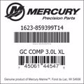 Bar codes for Mercury Marine part number 1623-859399T14