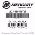 Bar codes for Mercury Marine part number 1623-859399T15
