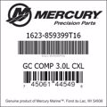 Bar codes for Mercury Marine part number 1623-859399T16