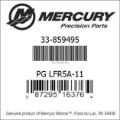 Bar codes for Mercury Marine part number 33-859495