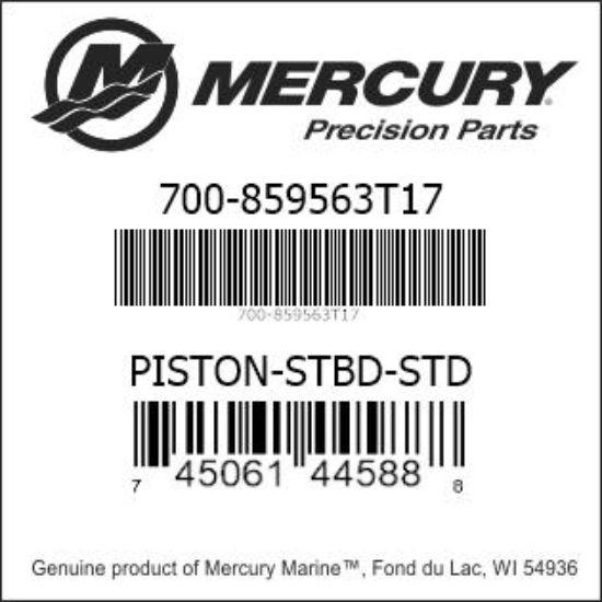 Bar codes for Mercury Marine part number 700-859563T17