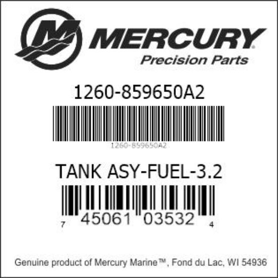 Bar codes for Mercury Marine part number 1260-859650A2